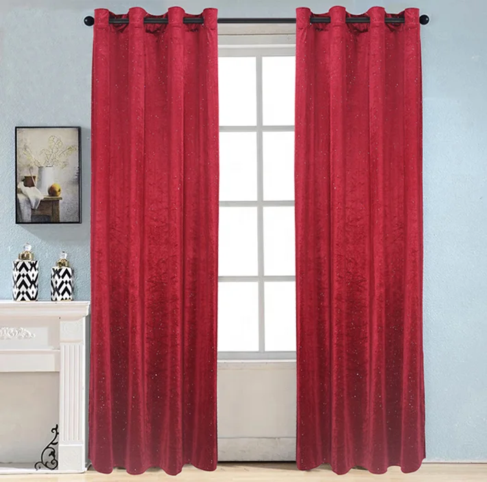 Bindi Home Decoration Cheap Ready Made Hot Stamping Silver Luxury Blackout Long Curtain for Bedroom