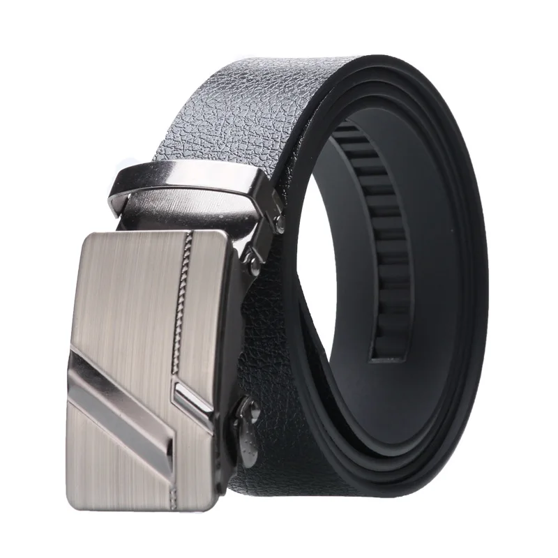 Wholesale Male Ratchet Waist Straps Gift Automatic Buckle Belt Black Strong Casual Business Men Leather Belts