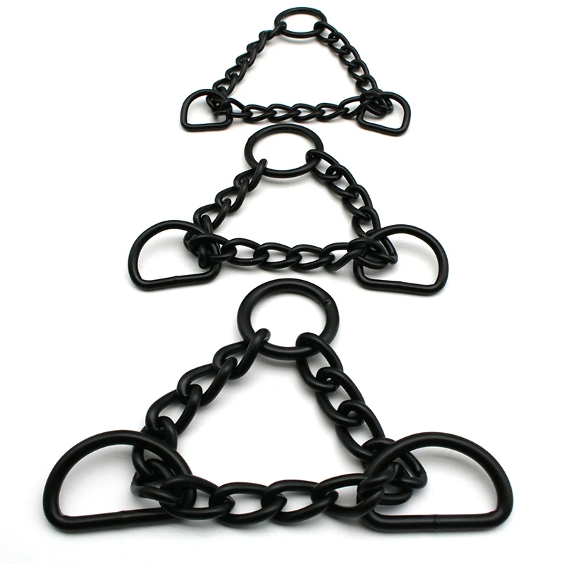 Wholesale Strong Heavy D Ring Martingale Choke Chain Dog Collar - Matte Black Plated