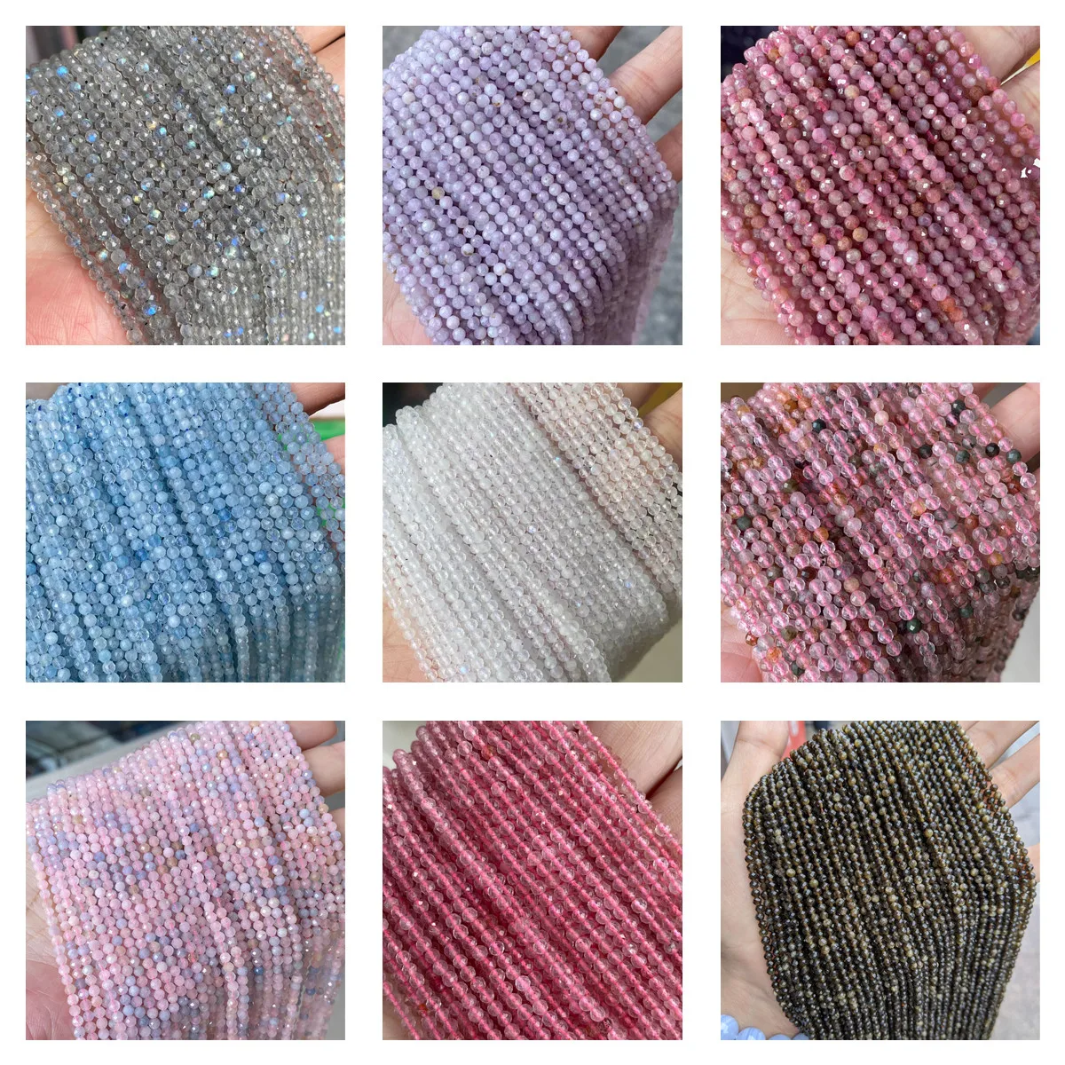 Natural Stone Beads Aquamarine Polished Round Smooth Gemstone  Loose Beads Crystal Energy Stone for Jewelry Making