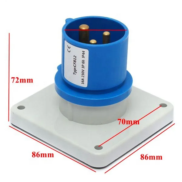 16A 3 Pin Plug IP67 Waterproof 2P+E 230V Fast-Fit 16 Amp Blue Marina Caravan for Industrial Electrical Equipment