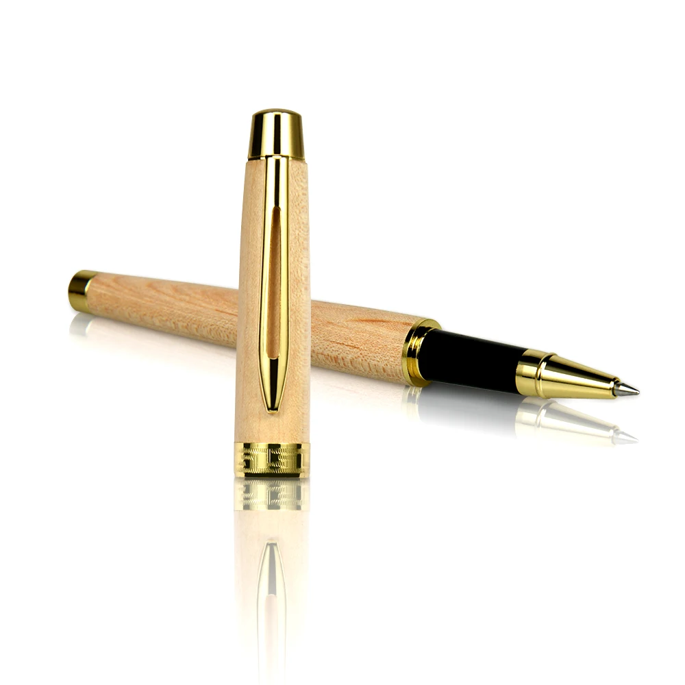 Wholesale gold wood top pen  roller pen unique promotion gift custom logo ball point pens