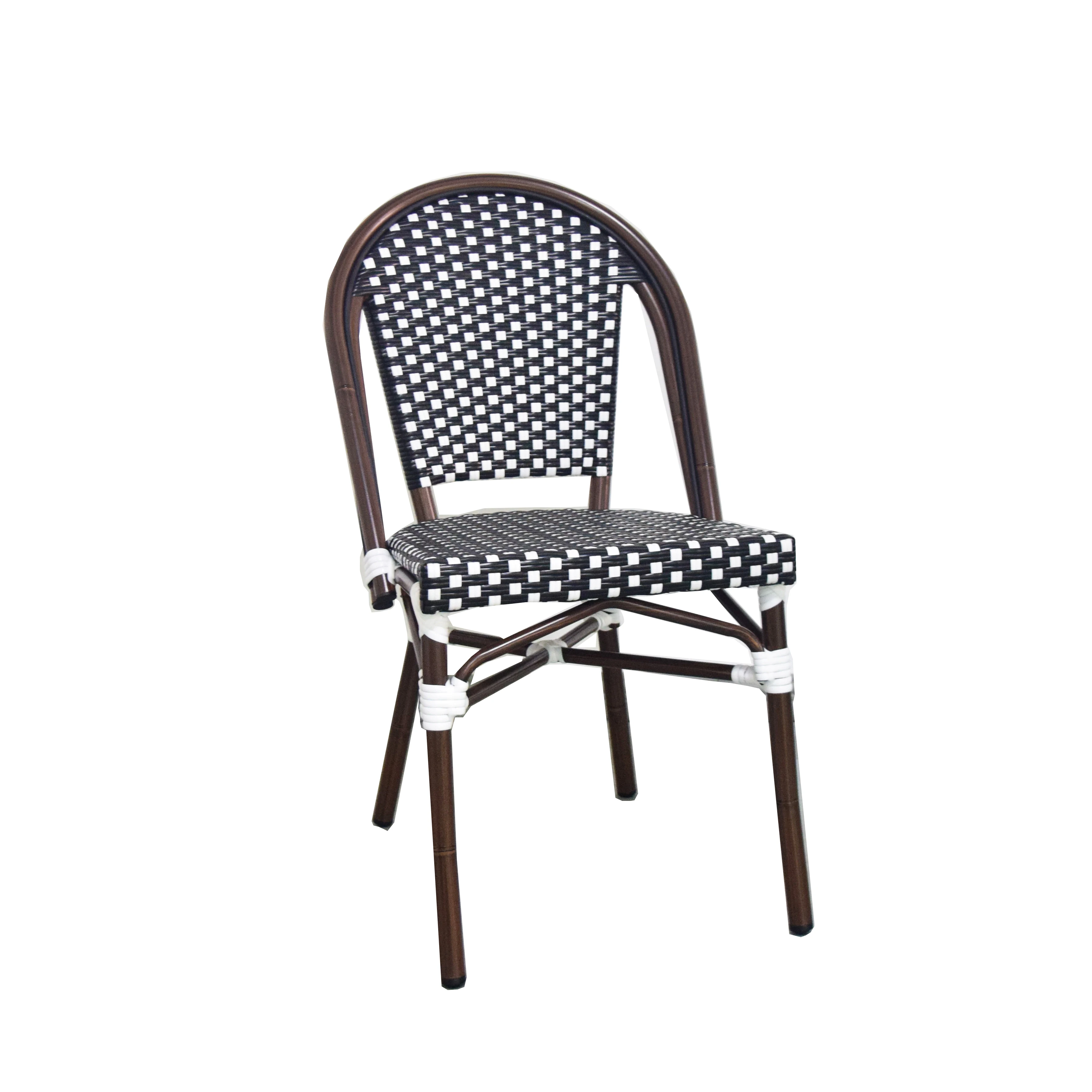 High Quality Wicker Outdoor Furniture Outside Metal Garden French Bistro Rattan Chairs Courtyard