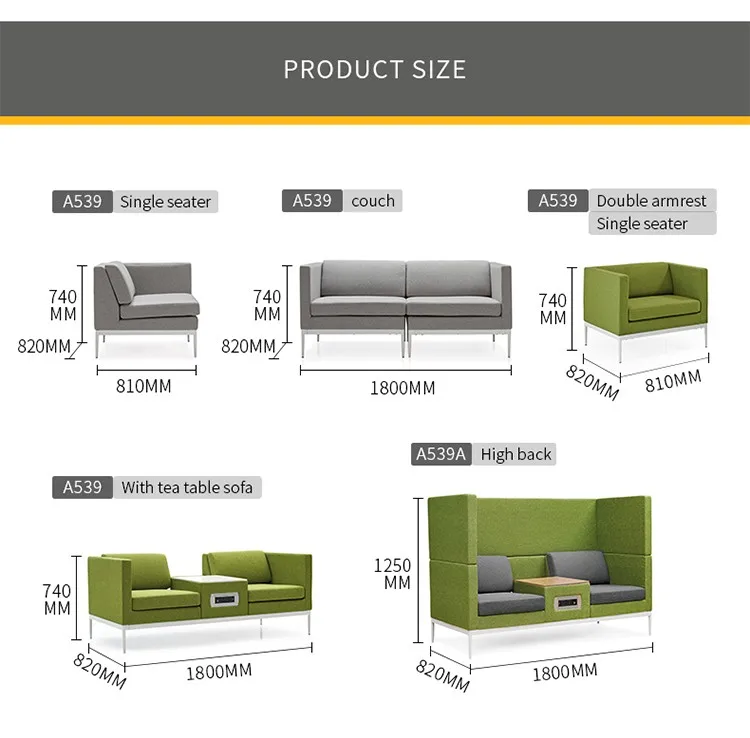 Modern New Design Office Furniture Sofa USB Leisure Reception with Power Charging Plug Tablet