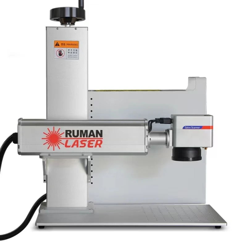 JPT Fiber Laser Marking Machine  50W, 300*300mm with 80mm Rotary Axis and Hightened 800mm Tower Lightburn Compatible