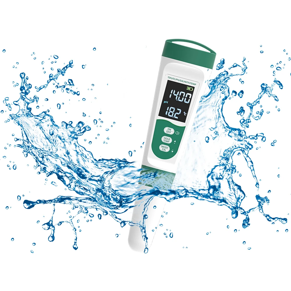 Portable swimming pool ph tester ph meter pen thermometer pool water quality digital test pen waterproof backlit ph test pen