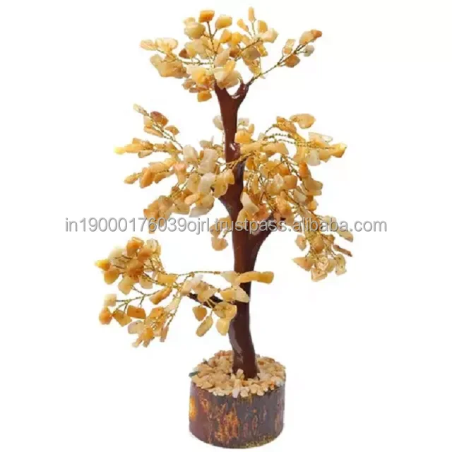 wholesale natural stone crystals healing stones yellow aventurine chips wire wrapped tree for decoration