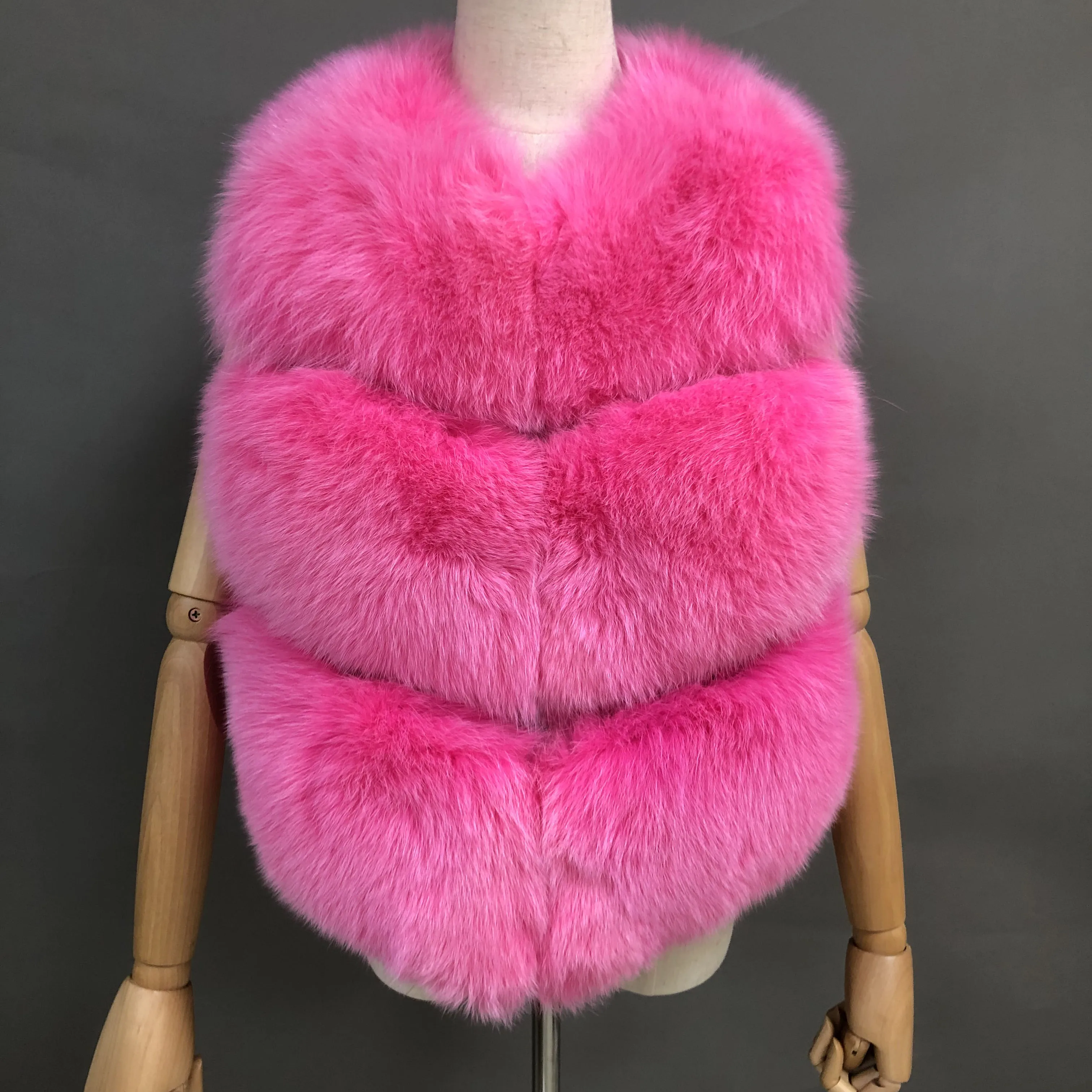 Factory Wholesale Cheaper Real Fox Fur Vest Women Sleeveless Fur Jacket Furry Coat Winter Fox Gilet Lady