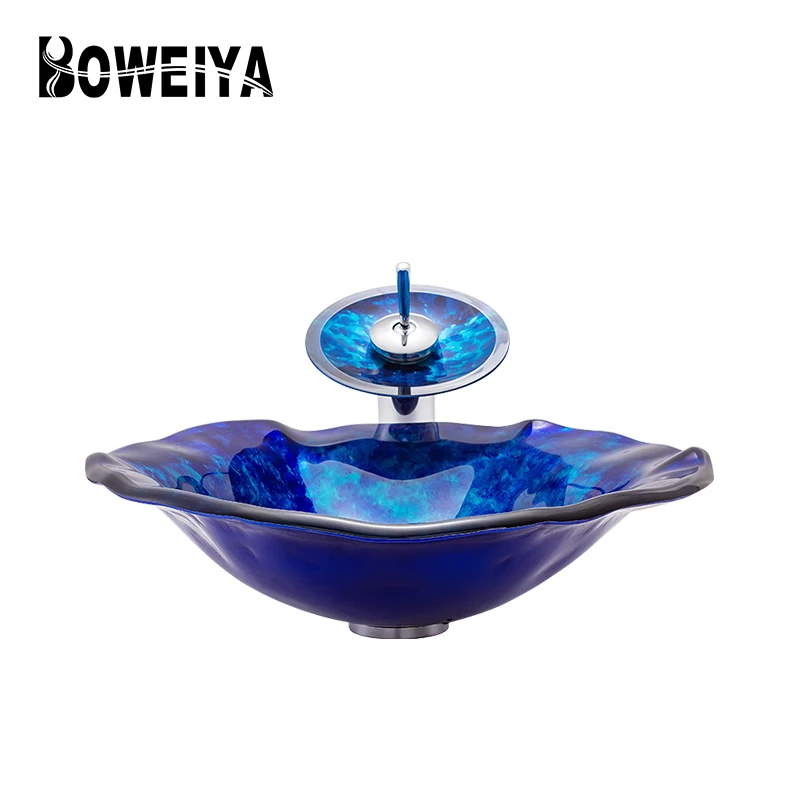  Boweiya фабрика низкая цена раскрашенный шкаф столешница Роскошная ручная умывальная раковина для ванной комнаты стеклянная