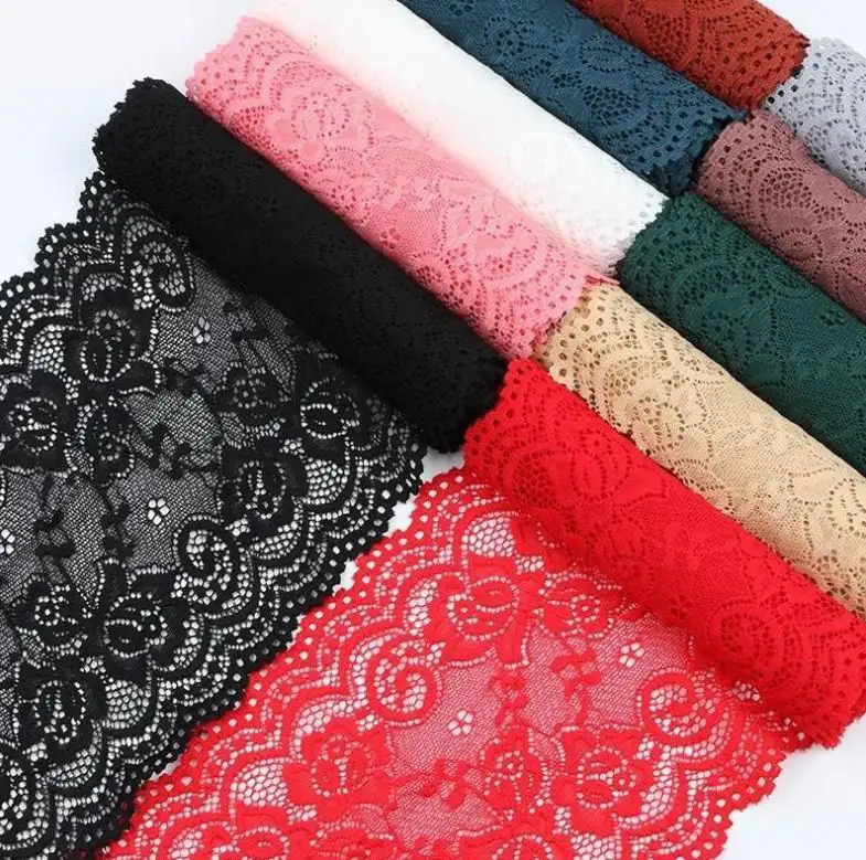 Wholesale 15cm White Elastic Lace Fabric 3Meter/Roll French Hollow Underwear Laces Trim Embroidery Ribbon DIY Clothing