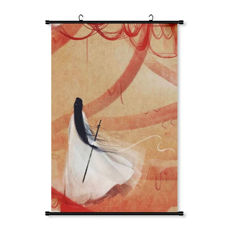 Quality Design Bedroom Decoration Cartoon Hanging Scroll Banner Hanging Flag Wooden Pole Kakemono