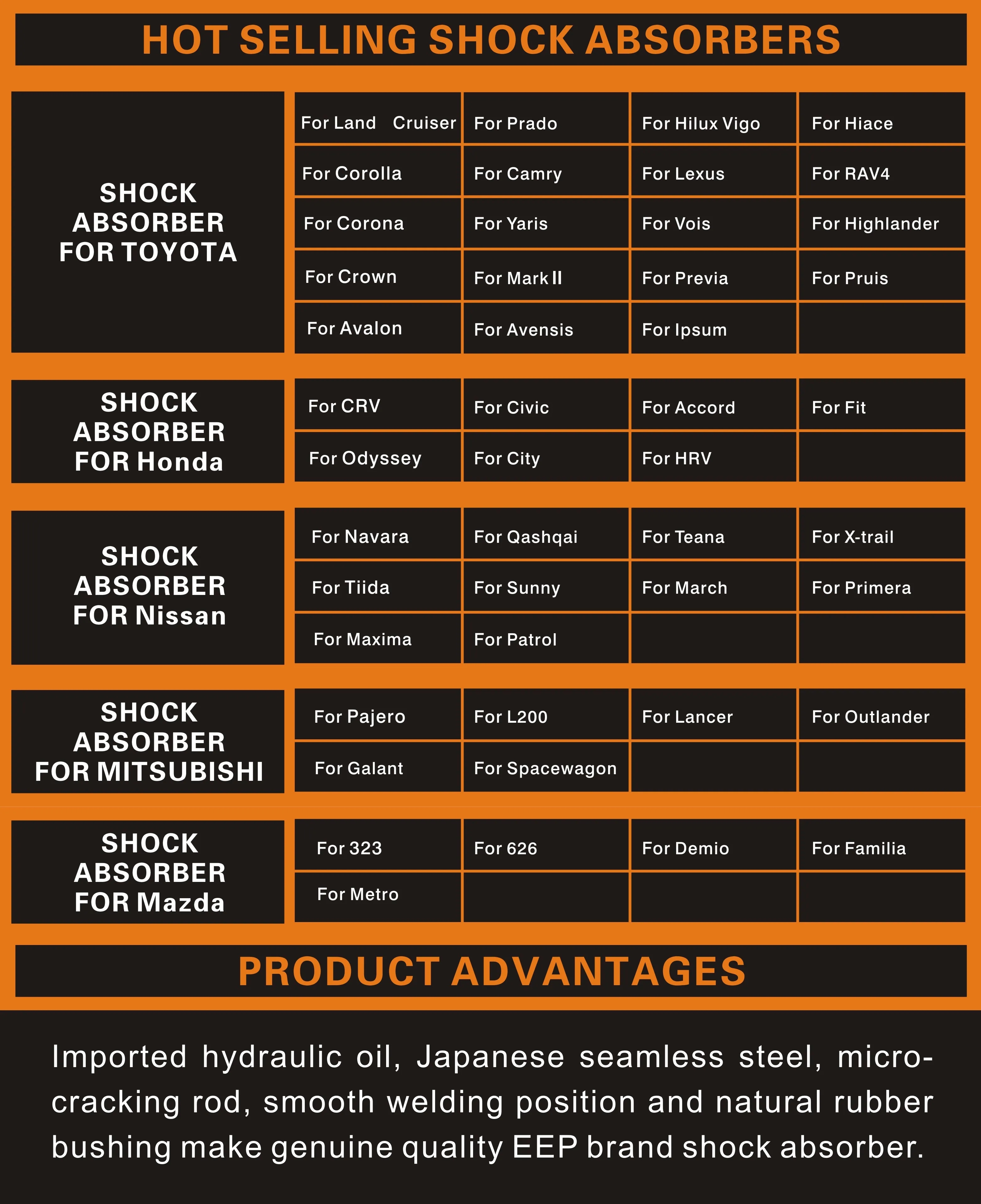 EEP Auto Front Rear Gas Shock Absorber For Daewoo/Matiz/Chevrolet Spark/81HP/Mexico 10- 95026519 95032447 95032448