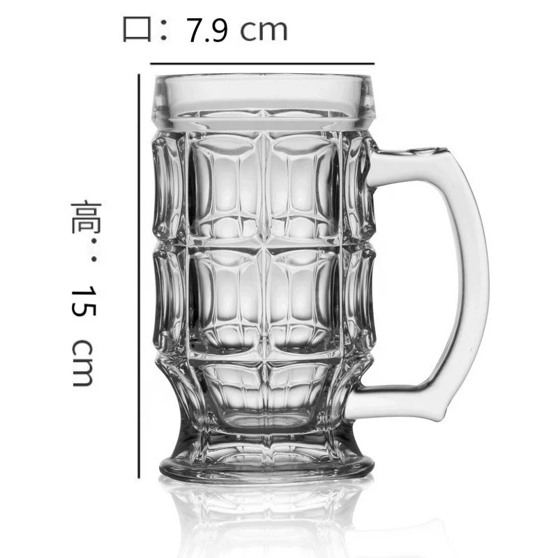 Selling 400ml large capacity transparent thickened bar juice cup square drink cup with handle glass beer mug