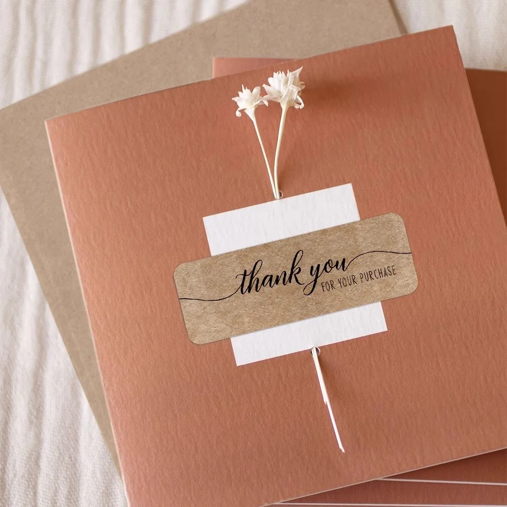 120pcs per Roll kraft paper sticker label Thank you for your order small business box sealing sticker for baking cake sticker