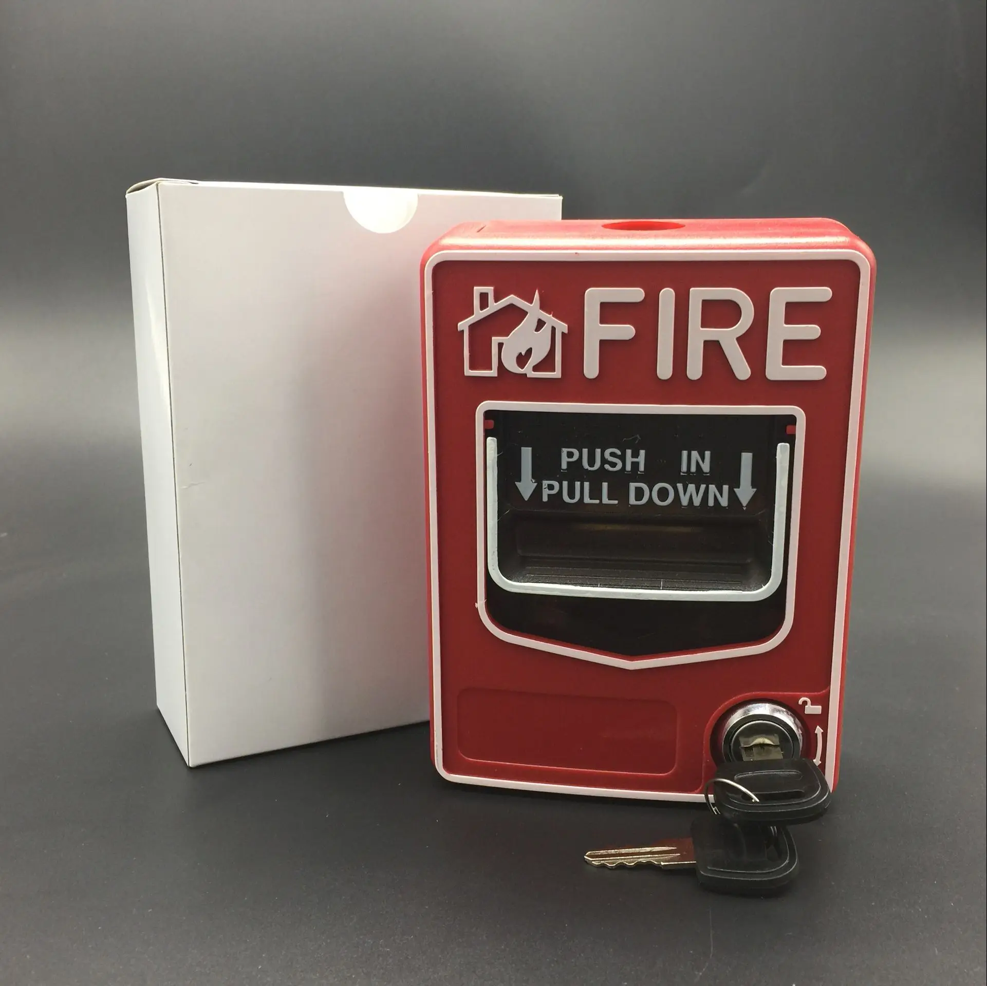 Fire alarm system manual call point, smoke detector, addressable & standalone type with key