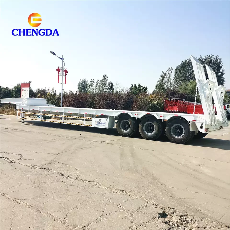 new cheap 3 axles 50 ton lowboy semi tractor lowbed truck semi-trailer lowboy trailer for sale