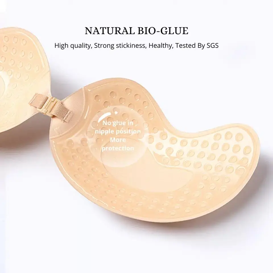 Mango Shape Invisible Bra Push Up Self Adhesive Strapless Backless Sticky Bra Reusable Silicone Nipple Cover For Women Underwear