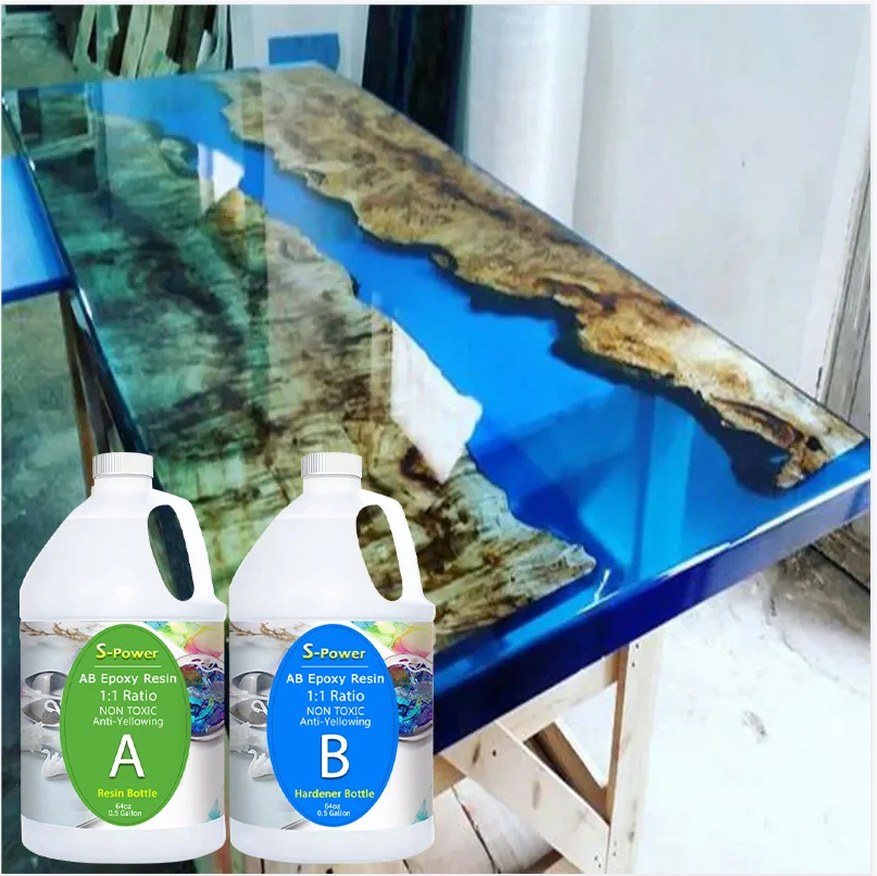 Epoxy Resin AB Adhesive 2:1 Transparent River Table Board Handicraft Potting Adhesive High Hardness Self Defoaming Crystal