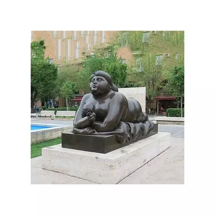 Professional Supply Classic Statue Large Size Bronze Lying Fat Woman Sculpture