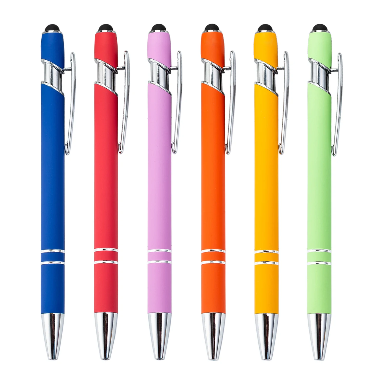 New Arrival Soft Touch Pen Advertising Print Logo Ballpoint With Stylus Aluminium metal Screen Touch Pen 2 In 1