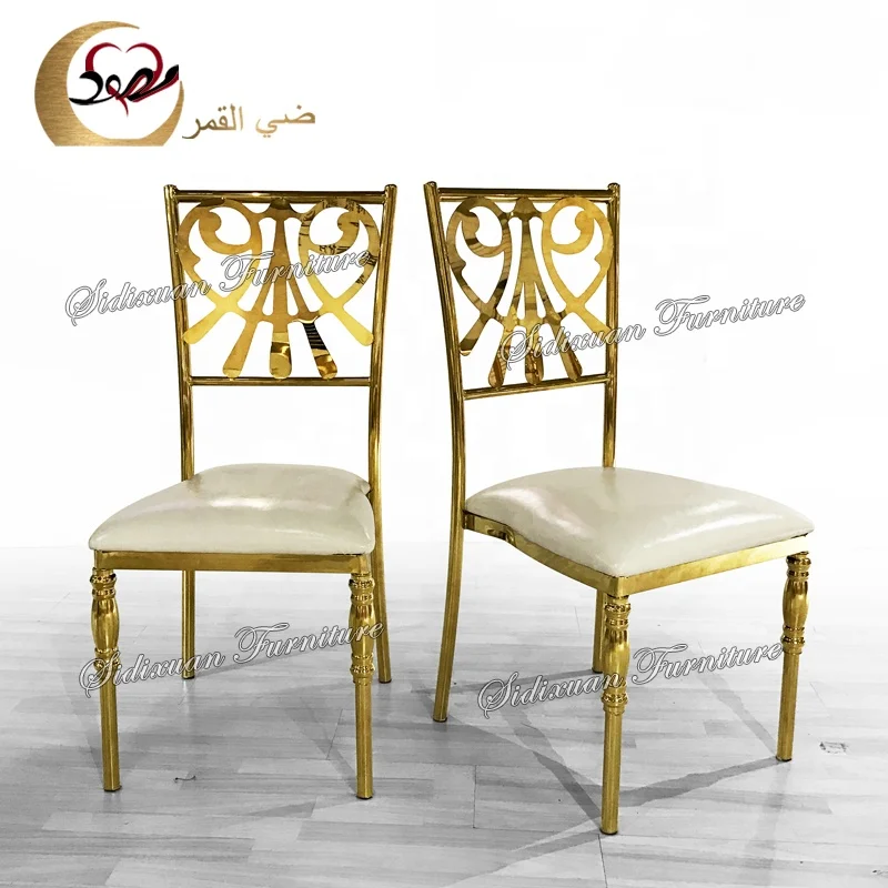 
Wholesale romantic golden stainless steel frame wedding tiffany dining chair 
