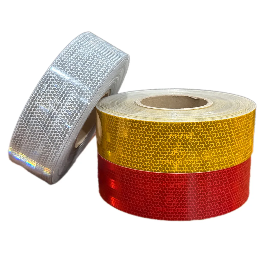 Acrylic CE MARK 2INCH PMMA Yellow  Metallized Vinyl Adhes Sticker E8 Reflective Tape Cinta Reflectiva