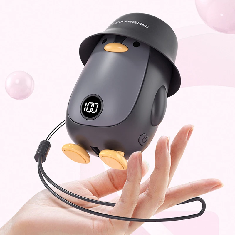 2 In 1 Mini Cute Penguin Portable USB Rechargeable Electric Warmer Heater For Hand Winter Indoor Outdoor With Power Bank Display