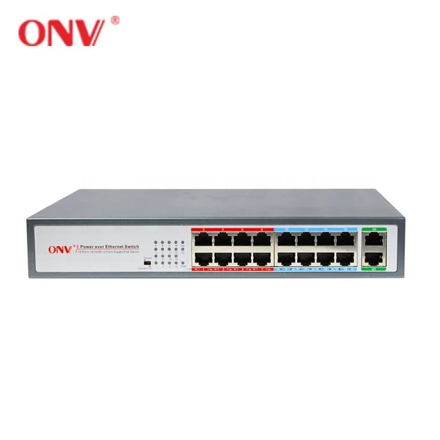  16 портов гигабитный коммутатор питания через ethernet ЖК-экран 48v с 2 комбо uplink CCTV системы