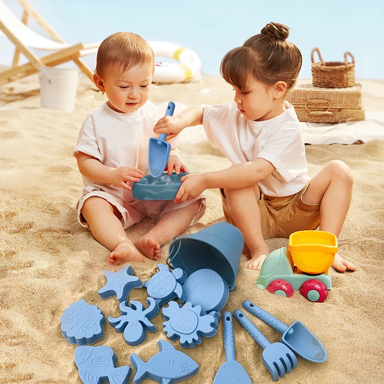 2022 Customized Summer Toys Bucket New Popular Round Shape Plastic Beach Bucket sand bucket Silicone Beach toy beach & sand toys