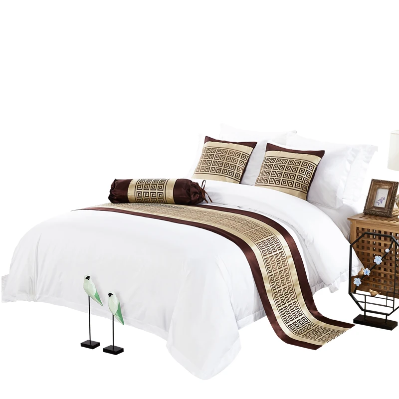 300TC White Stripe Design 5 Star Luxury Hotel Linen Bed Sheet Set