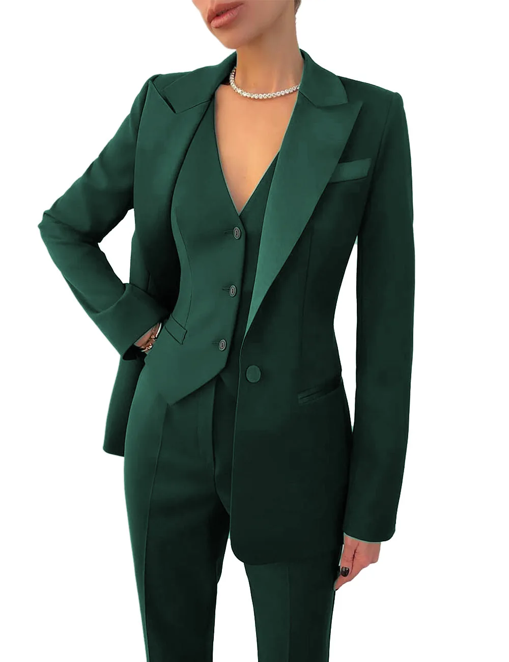 High Quality Fashion professional ladies suits office wear formal blazer+vest+pants set 3 pieces women set blazer and pants