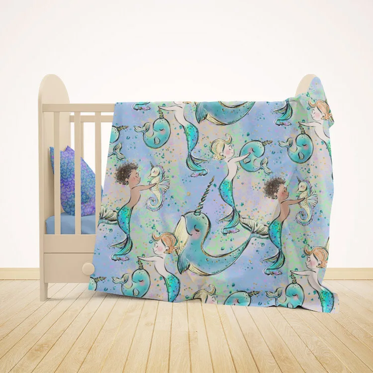 Plain style 145 GSM weight cuty baby boy woven 100% cotton custom printed twill fabric for bedsheet