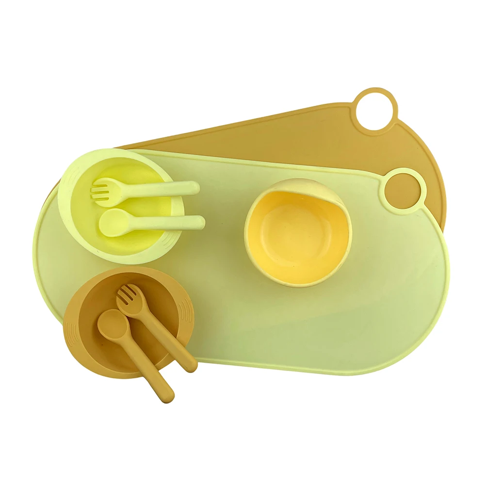 High-Quality Price Food Grade Silicone Tableware Baby Feeding Set Newborn Spoon Fork Utensils Silicone Baby Dining Set