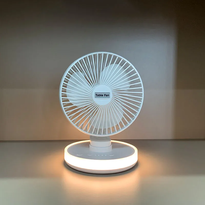 Summer Product 4 Wind Speed Desktop Cooling Fan Desk Fans Min USB Rechargeable fan 6 Inches with LED light