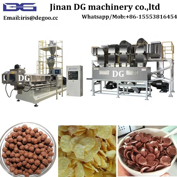 Flat rice crispy Make extruder machine/Crunch Cereal Snacks Plant Machinery/Corn flaking process equipment