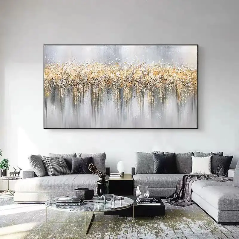 Hot Sale Hand painted Extra Large Wall Art Decor Modern Art Acrylic Star Gold Foil Abstract Oil Painting On Canvas Wholesale