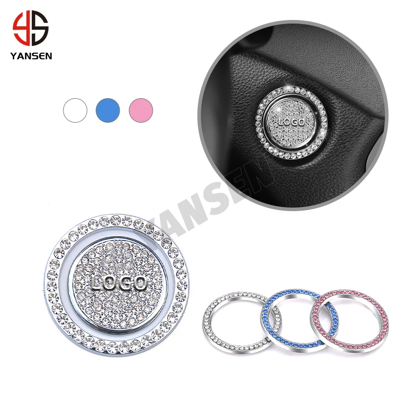 Bling Diamond Engine Start Stop Button Cover Custom Logo Car Accessories Interior Decoration