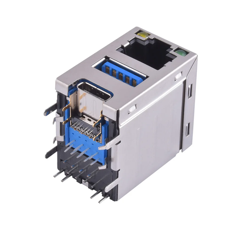 USB-коннектор Type-A + Type-C с разъемом RJ45, 3 в 1