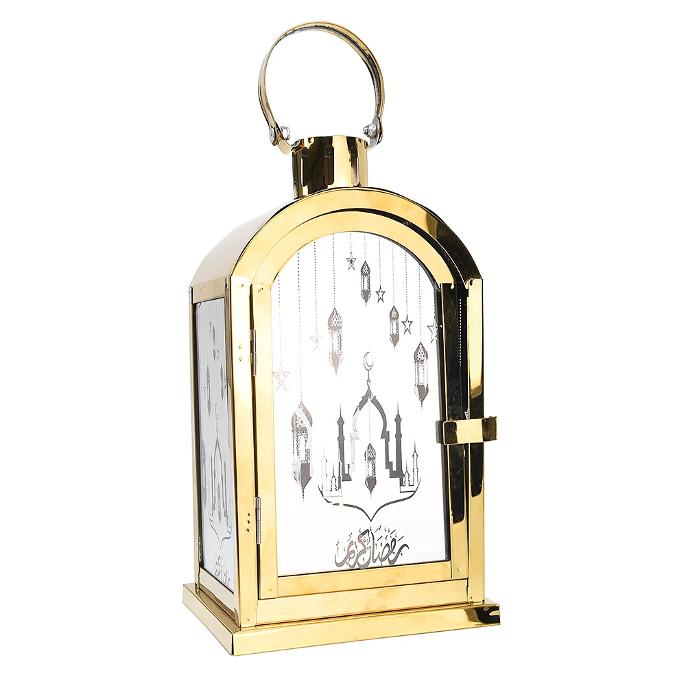 stainless steel metal Ramadan decoration Candle lantern eid muslim tapestry golden moon lantern ramadan