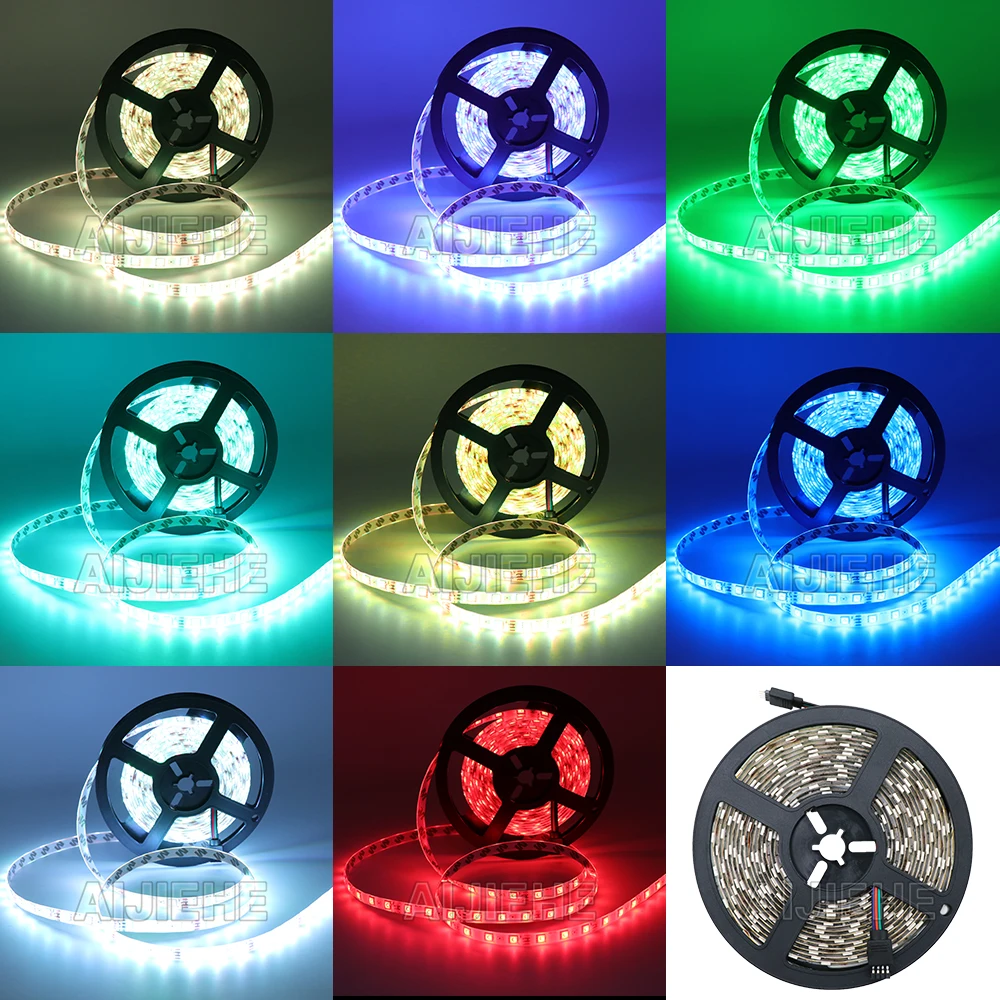 wellshow LED Strip Lights 5M Color Changing RGB LED Strip 24-Key Remote App Controlled LED Lights 24V for display