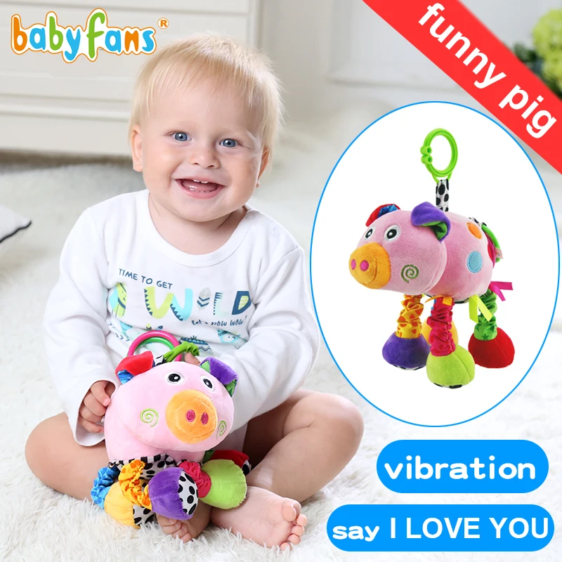 Baby soft stuff  Hanging  Toys with music funny pig animal activity toy OEM Customized manufacturer