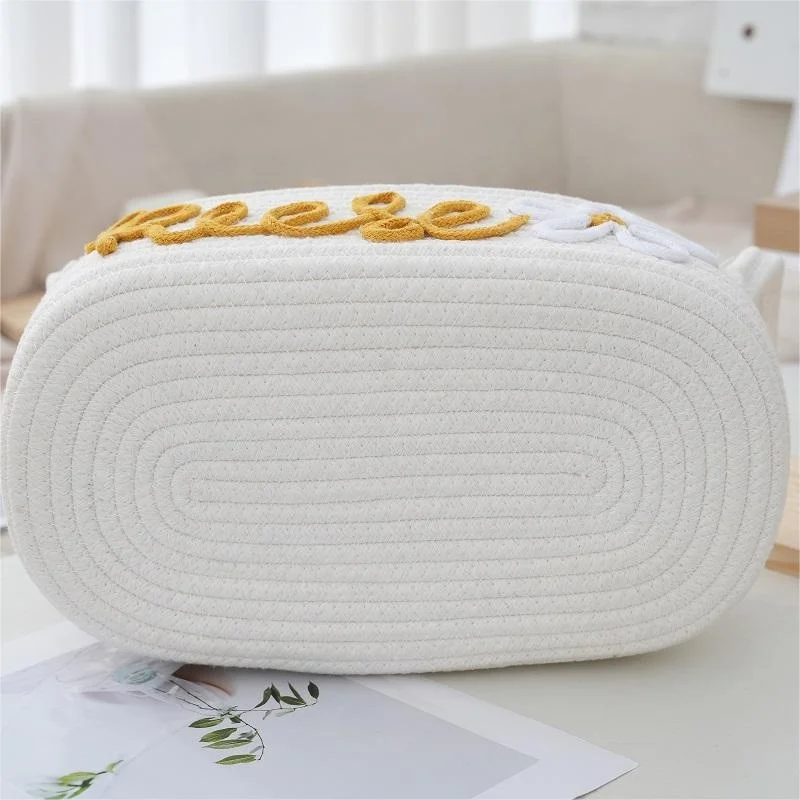 Custom Baby Name Rope Cotton Baby Gift Basket Personalized Toy Basket Diaper Organizer