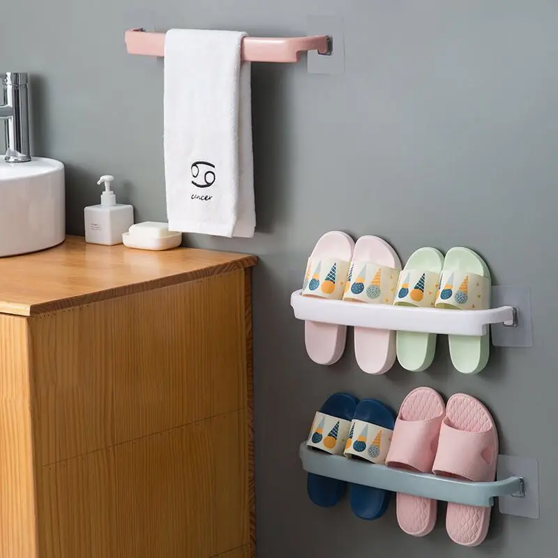 Bathroom Towel Rack Adhesive Kitchen Single Rag Rack Bathroom Shelf Storage Rack