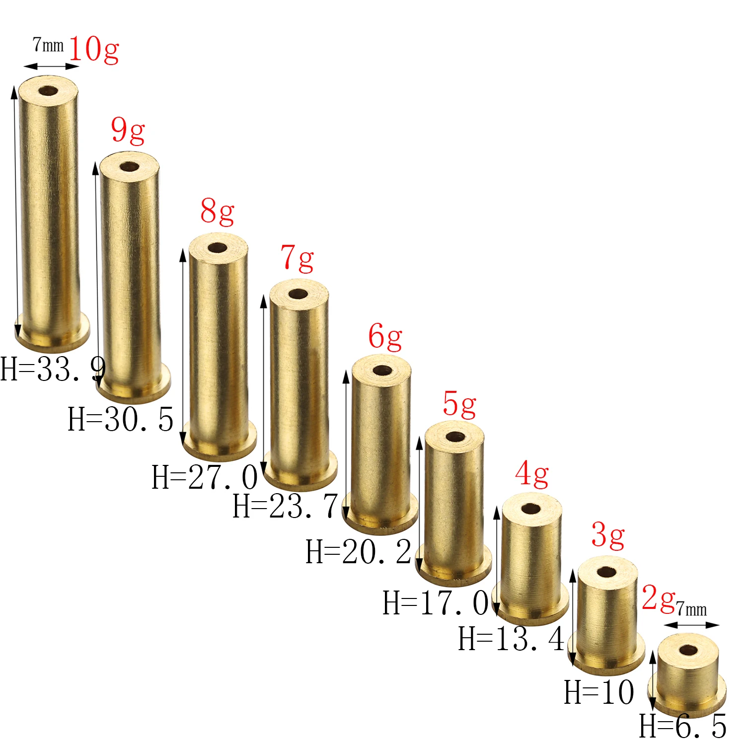 
Golf Brass Shaft Tip Plug Swing Weight   2g3g4g5g6g7g8g9g10g for golf Iron shaft  (62554709261)