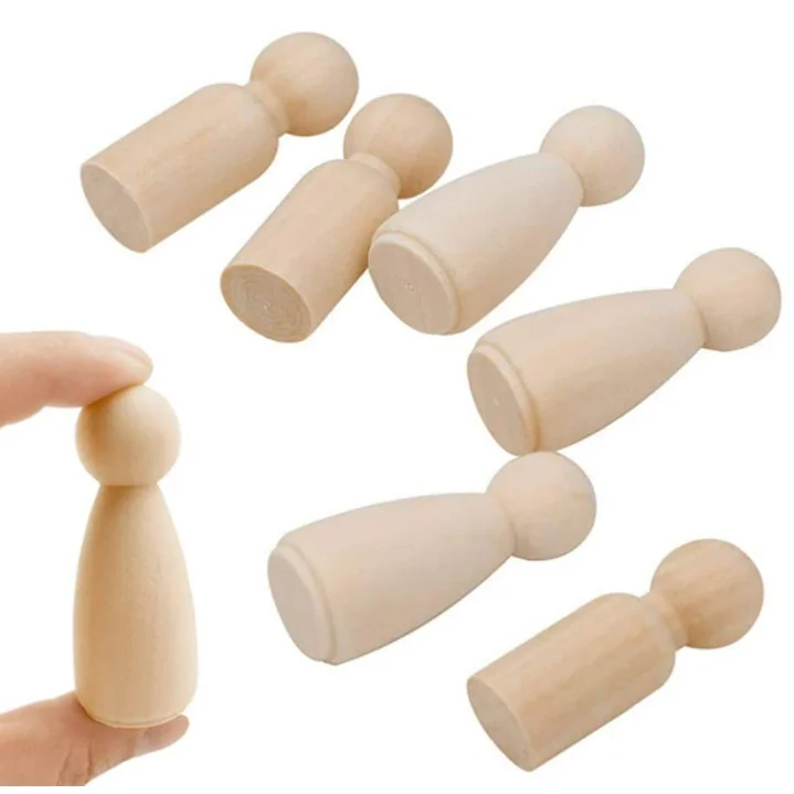 Wooden People Figures for Painting  Decorative DIY Doll Craft Art Projects Unfinished Nature  Wooden Peg Doll