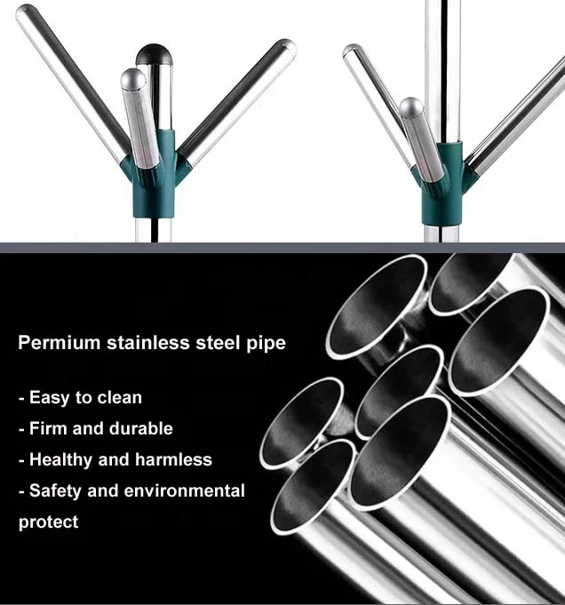 European Style Floor Metal Free Stand Cloth Rack Hanger 170 Drying Garment Hat Hall Tree Storage Organizer Hangers