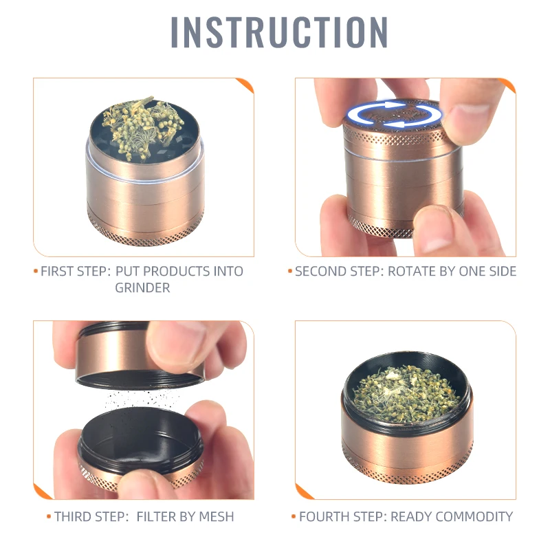 Smoking grinder de metal tobacco tools herb grinding cigarette accessories custom logo 63mm, 50mm,40mm