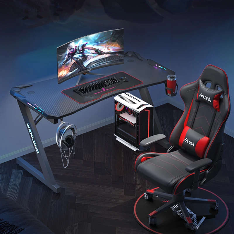 Оптовая продажа игровой настольный компьютер HM-001 гоночный стол с RGB подсветкой для