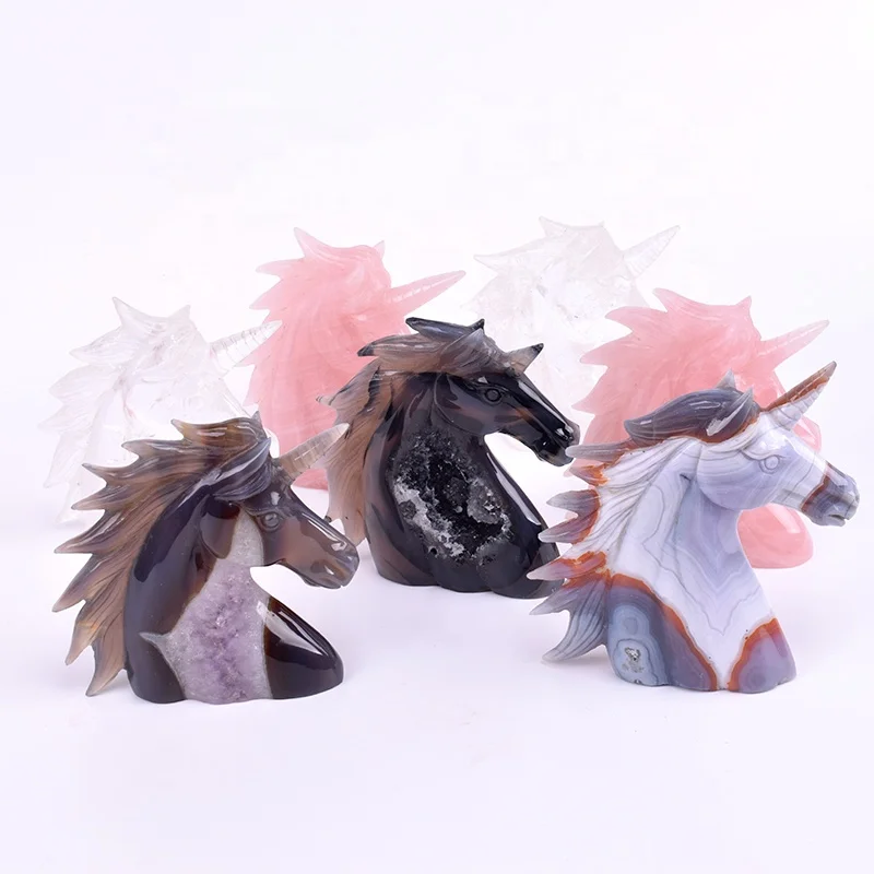 
China Manufacture Realistic Carving Hand Carved Wholesale Natural Pink Rose Quartz Crystal Unicorn 
