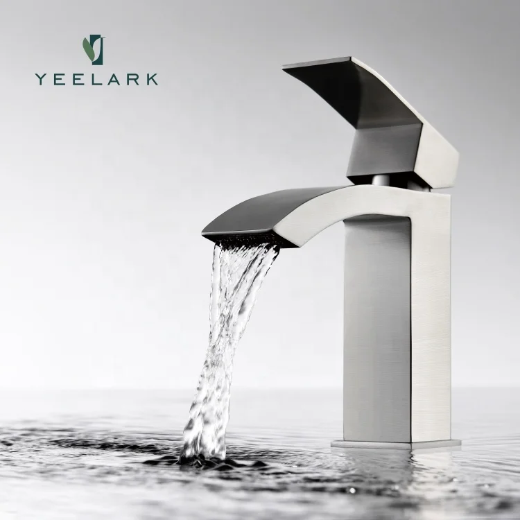 Latest Design Deck Mount Brushed Nickel Hot Cold Wash Chrome Bathroom Basin Faucet Mixer Tap